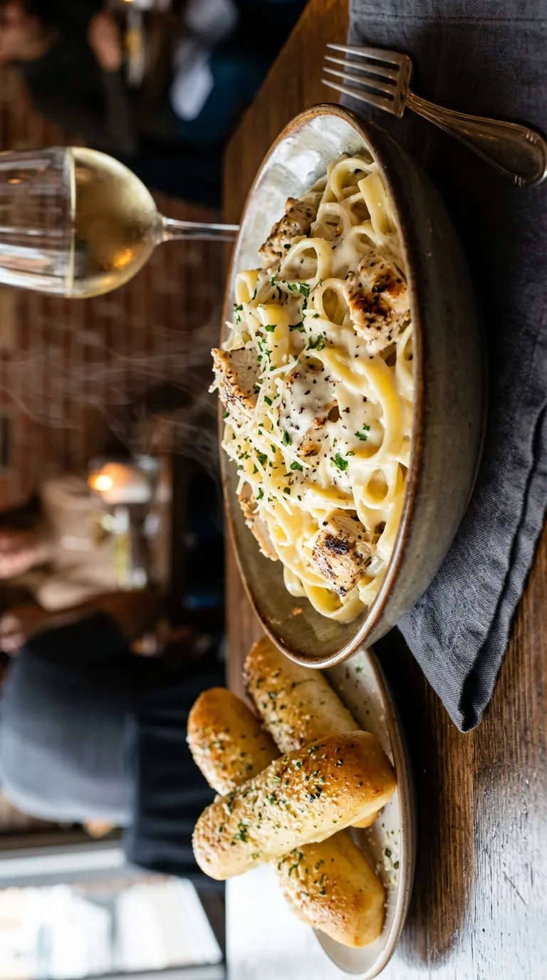 Large Creamy Chicken Alfredo with Breadsticks