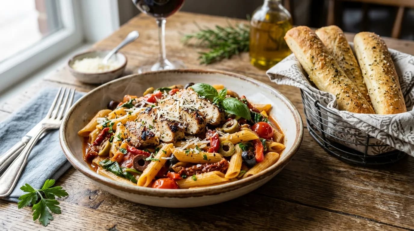 Large Mediterranean con Pollo with Breadsticks