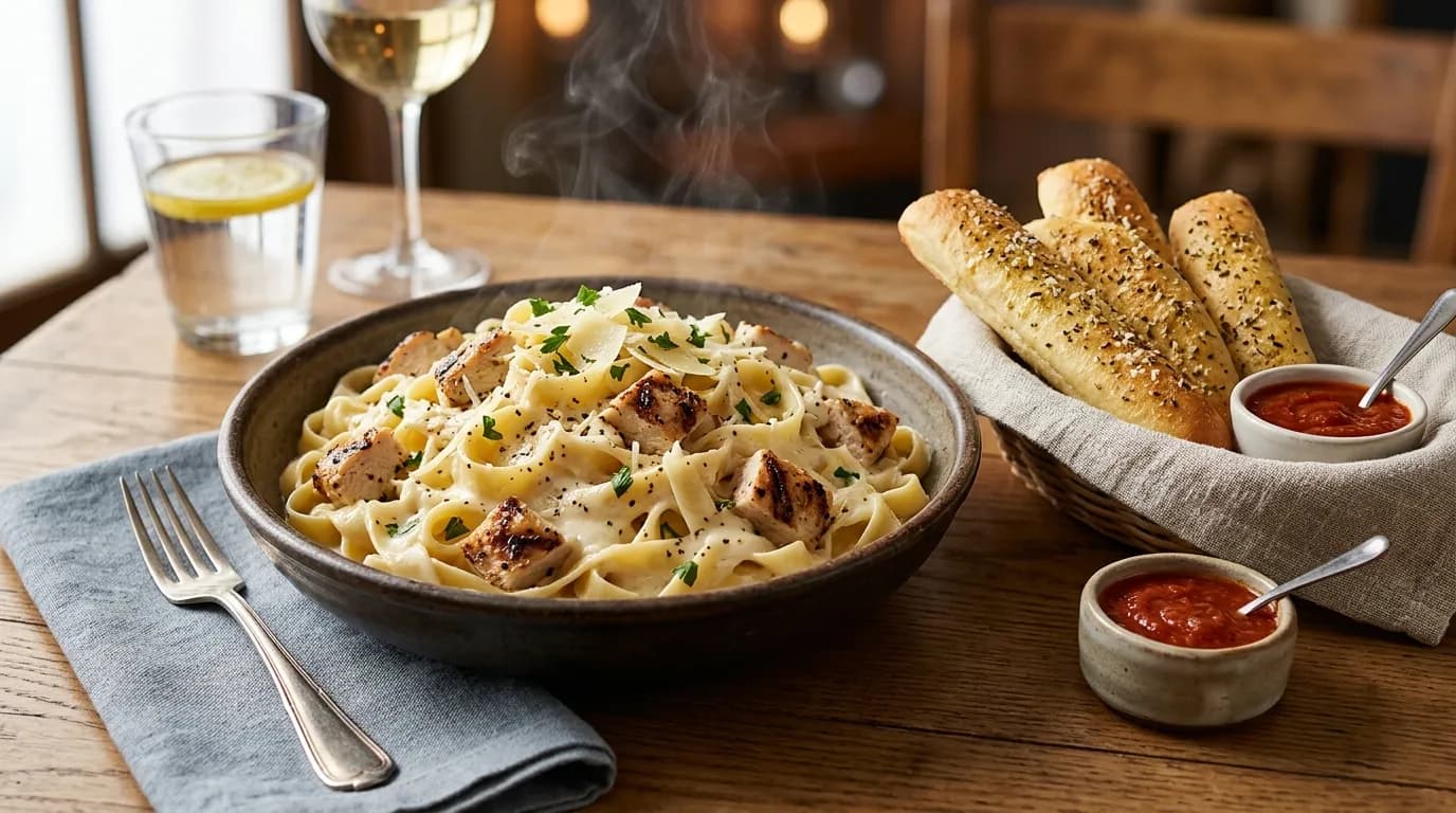 Regular Creamy Chicken Alfredo with Breadsticks